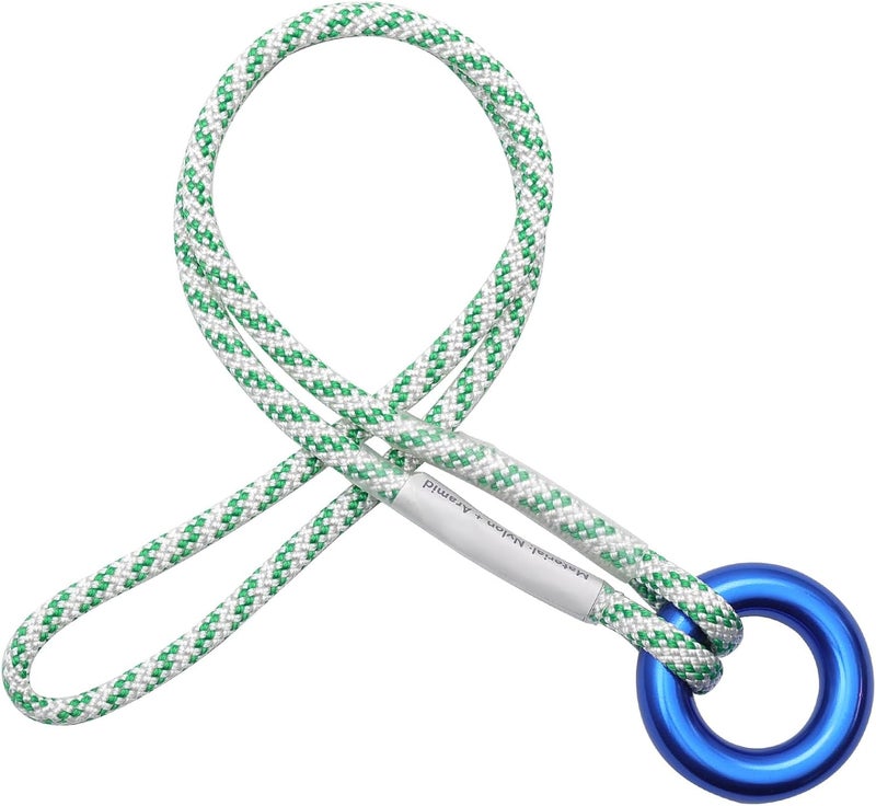 KINGTLE 6mm Prusik Loop Cord - Polyester, 48cm Length Double Braid Rope with Rappel Ring, Polyester Aramid Construction 12kN Load Capacity, Zero-Slip Grip (White) - Image 1